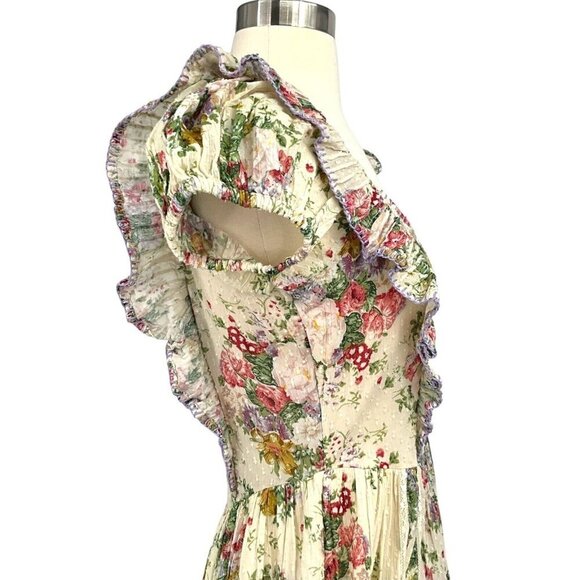 NWT LoveShackFancy Exley Dress Shining Gemstone Size 2 Floral Short Sleeve - Picture 13 of 16